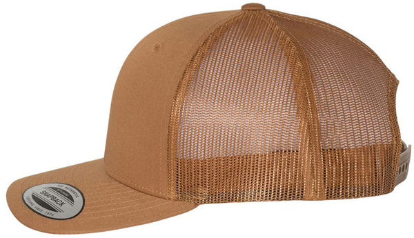 An image of a Custom Yupoong Adult Retro Trucker Cap in Caramel!