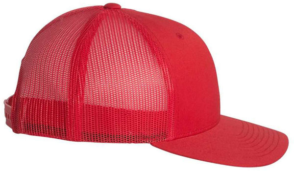 An image of a Custom Yupoong Adult Retro Trucker Cap in Red!