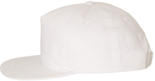 An image of a Custom Yupoong Adult Unstructured 5 Panel Snapback Cap in White!
