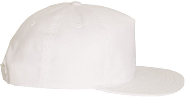 An image of a Custom Yupoong Adult Unstructured 5 Panel Snapback Cap in White!