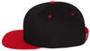 An image of a Custom Yupoong Classics Flat Bill Cap in Black/Red!