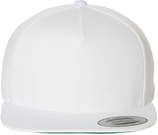 An image of a Custom Yupoong Classics Flat Bill Cap in White!