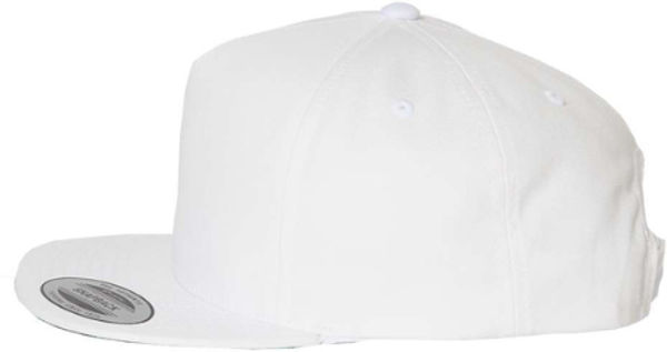 An image of a Custom Yupoong Classics Flat Bill Cap in White!