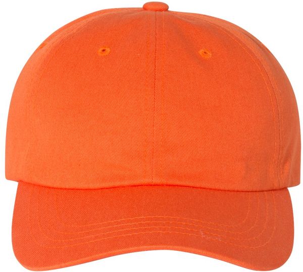 Am image of a Custom Yupoong Classic Dad's Cap in Orange!