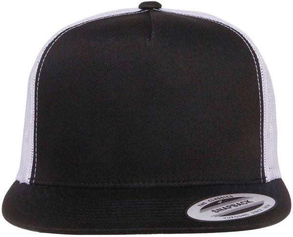 Am image of a Custom Yupoong Five Panel Classic Trucker Cap in Black/White!
