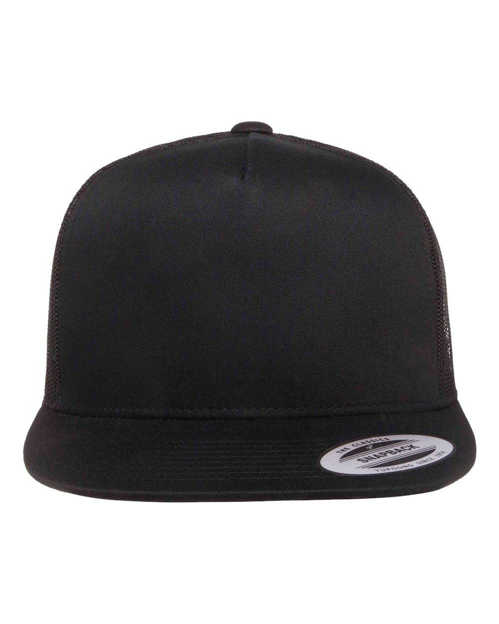 Yupoong Five Panel Classic Trucker Cap in Black