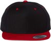 An image of a Custom Yupoong Flat Bill Snapback Cap in Black/ Red!