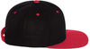An image of a Custom Yupoong Flat Bill Snapback Cap in Black/ Red!