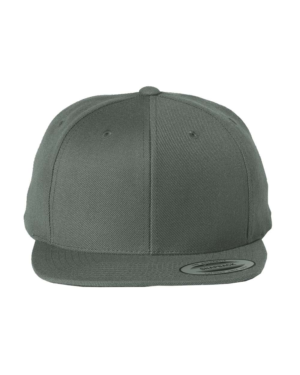 Yupoong Flat Bill Snapback Cap in Dark Grey