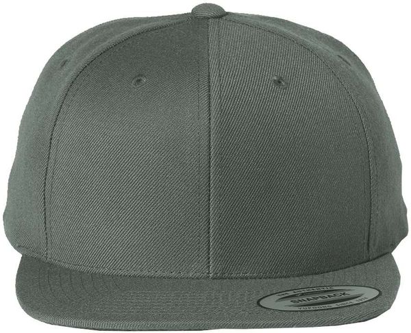 An image of a Custom Yupoong Flat Bill Snapback Cap in Dark Grey!