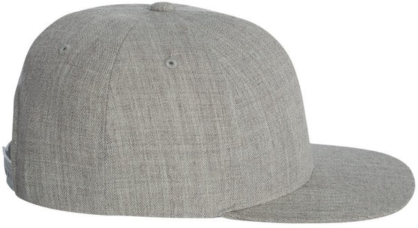 An image of a Custom Yupoong Flat Bill Snapback Cap in Heather Grey!
