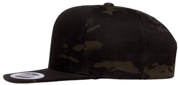 An image of a Custom Yupoong Flat Bill Snapback Cap in Multicamo Black!