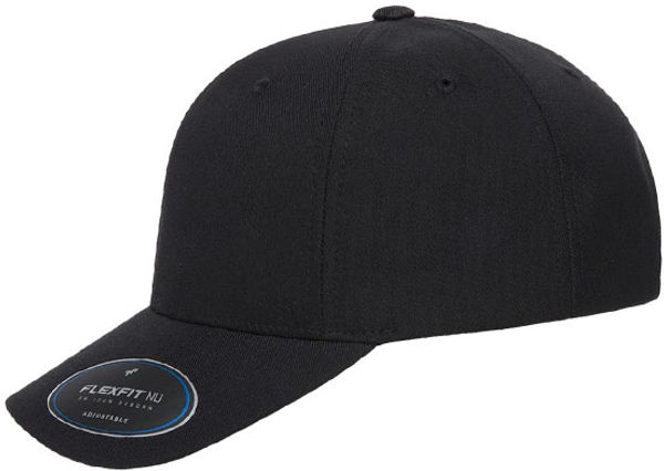 An image of a Custom Yupoong Flexfit Nu Adjustable Cap in Black!