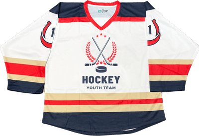 Am image of a Custom Sublimated Youth Hockey Jersey in Hockey Fabric!