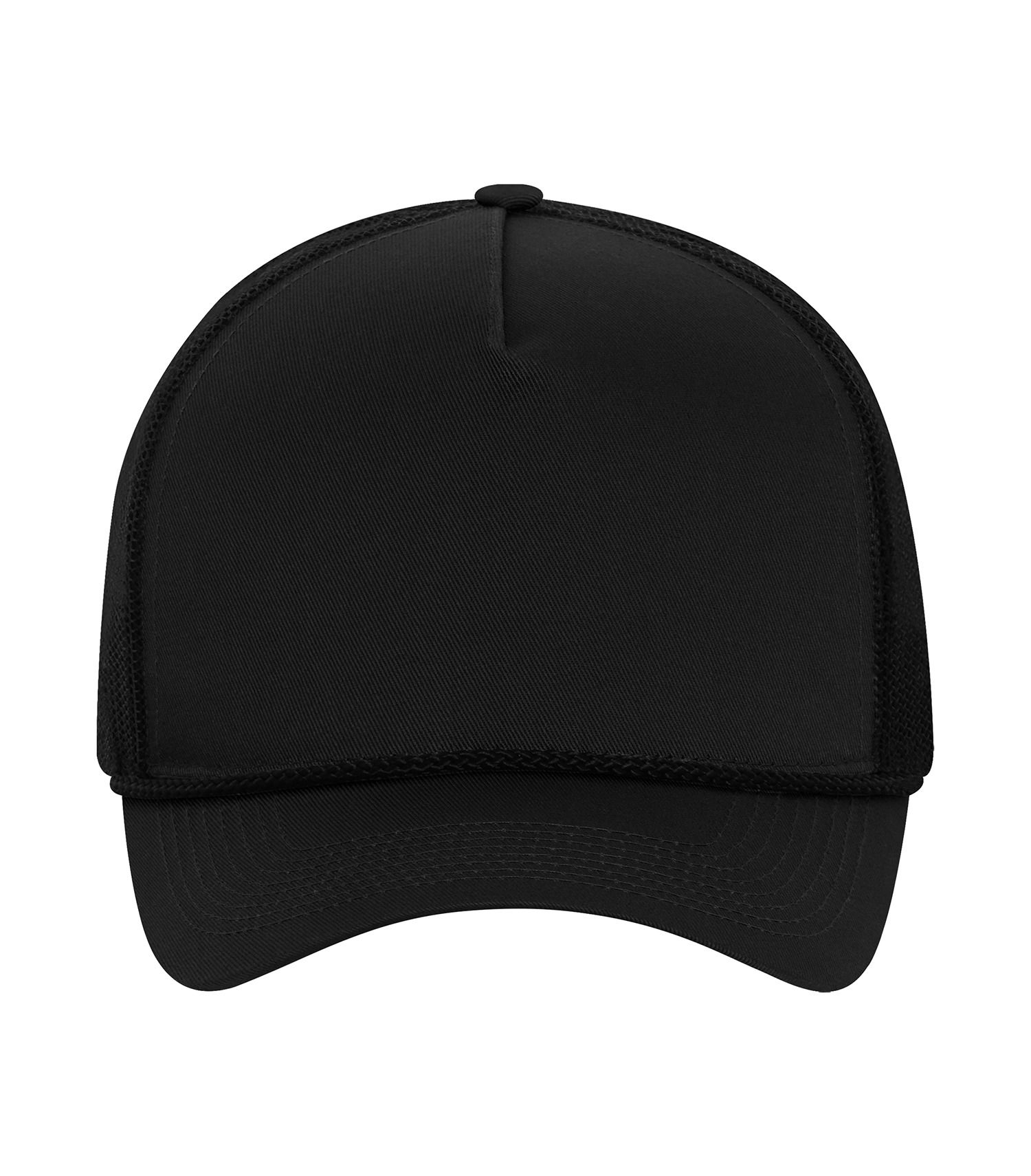 ATC Everyday Cotton Twill 5 Panel Trucker Rope Cap in Black/Black