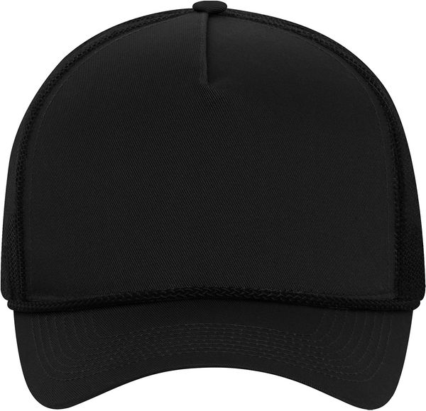 An image of a Custom ATC Everyday Cotton Twill 5 Panel Trucker Rope Cap in Black/Black!