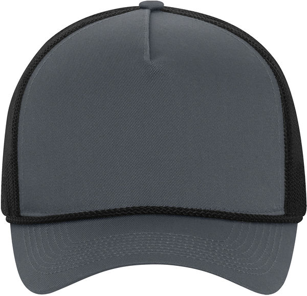 An image of a Custom ATC Everyday Cotton Twill 5 Panel Trucker Rope Cap in Cool Grey/Black!