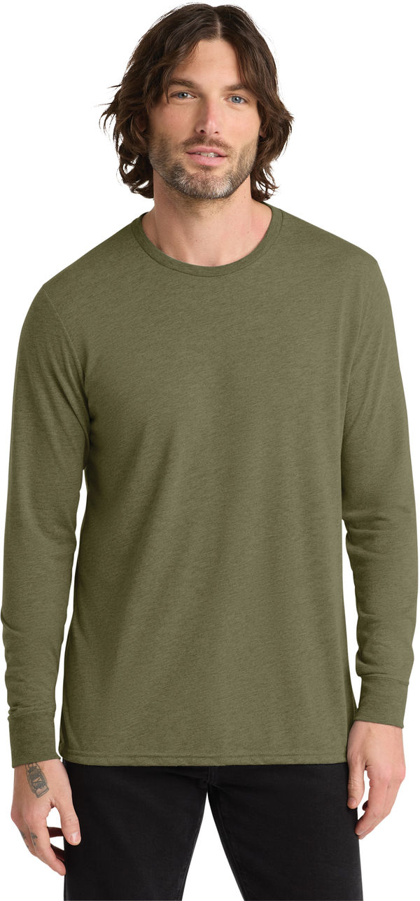 An image of a Custom ALLMADE Unisex Tri Blend Long Sleeve Tee in Olive You Green!