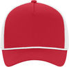 An image of a Custom ATC Everyday Cotton Twill 5 Panel Trucker Rope Cap in Red/White!