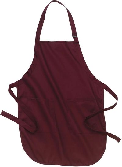 Am image of a Custom ATC Full Length Apron with Pockets in Maroon!