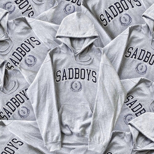A collection of applique hoodies