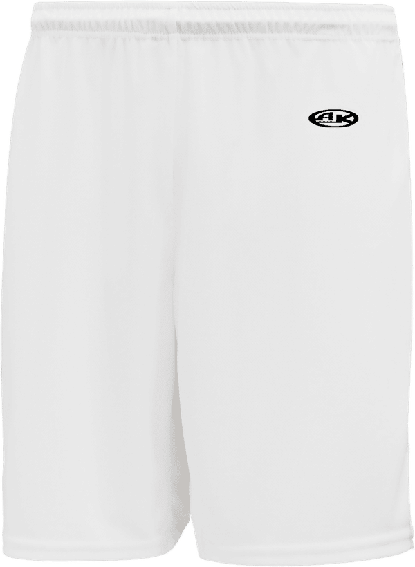 Am image of a Custom Athletic Knit Basketball Shorts No Pockets in White!