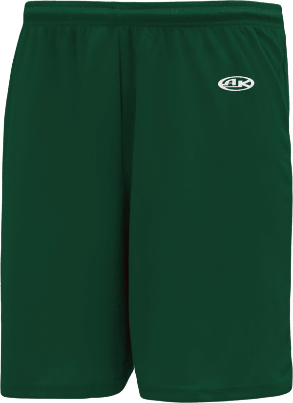 Am image of a Custom Athletic Knit Basketball Shorts in Dark Green!