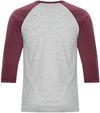Am image of a Custom ATC Eurospun Ring Spun Baseball Tee in Athletic Grey/Cardinal Heather!