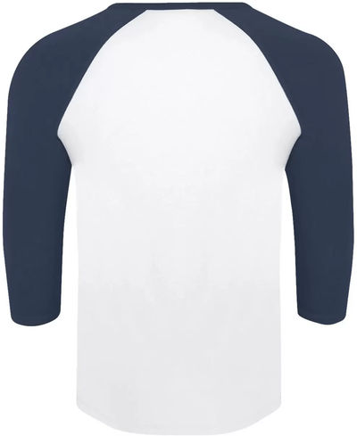 Am image of a Custom ATC Eurospun Ring Spun Baseball Tee in White/True Navy!