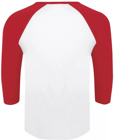 Am image of a Custom ATC Eurospun Ring Spun Baseball Tee in White/True Red!