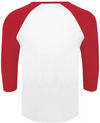 Am image of a Custom ATC Eurospun Ring Spun Baseball Tee in White/True Red!