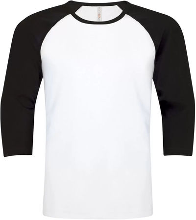 Am image of a Custom ATC Eurospun Ring Spun Baseball Tee in White/Black!
