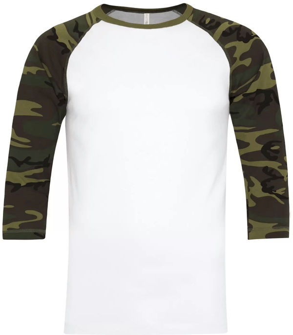 Am image of a Custom ATC Eurospun Ring Spun Baseball Tee in White/Camo!