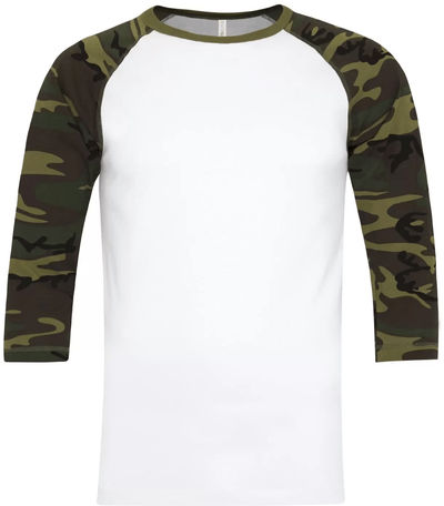 Am image of a Custom ATC Eurospun Ring Spun Baseball Tee in White/Camo!