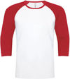 Am image of a Custom ATC Eurospun Ring Spun Baseball Tee in White/True Red!