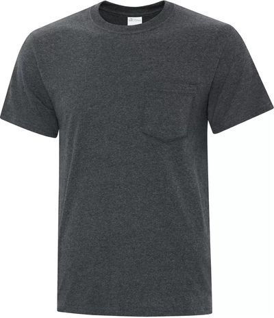 Am image of a Custom ATC Everyday Cotton Pocket Tee in Dark Heather Grey!