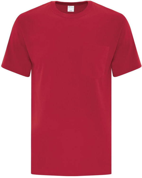 Am image of a Custom ATC Everyday Cotton Pocket Tee in Red!