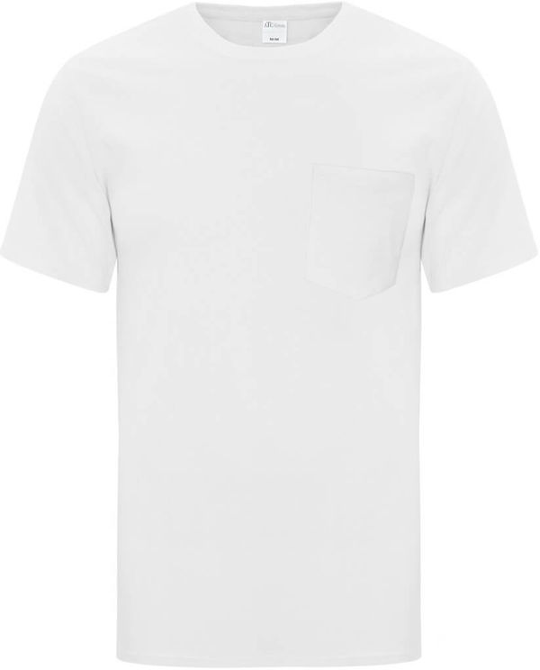 Am image of a Custom ATC Everyday Cotton Pocket Tee in White!