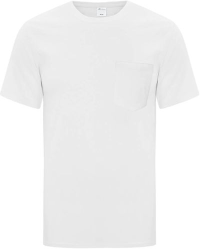 Am image of a Custom ATC Everyday Cotton Pocket Tee in White!