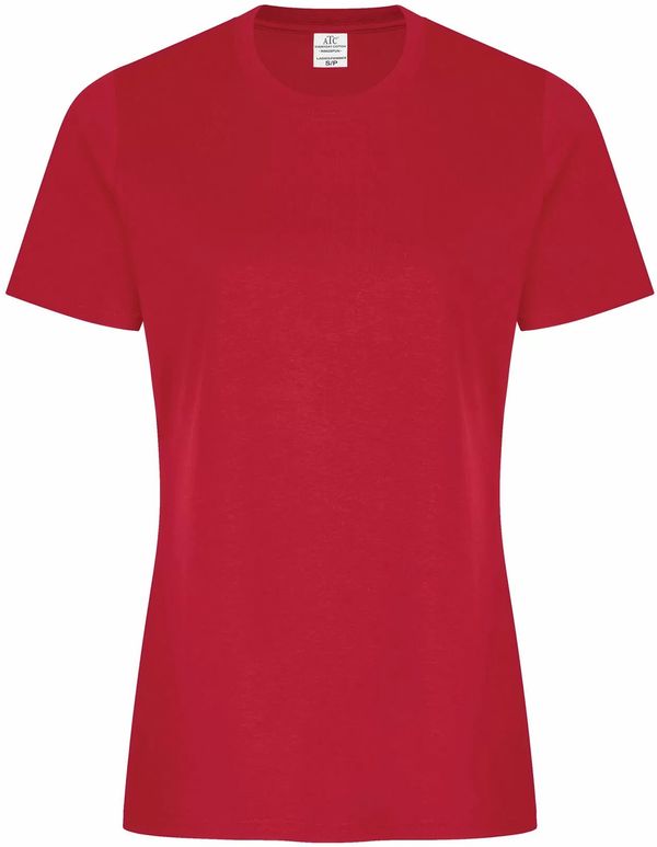 Am image of a Custom ATC everyday Ring Spun Cotton Ladies Tee in Red!