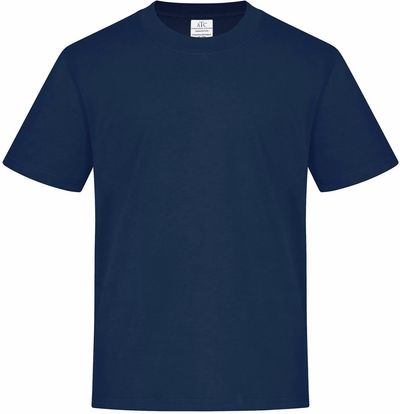 Am image of a Custom ATC Everyday Ring Spun Cotton Youth Tee in Navy!