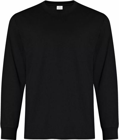 Am image of a Custom ATC Everyday Ring Spun Cotton Long Sleeve Tee in Black!