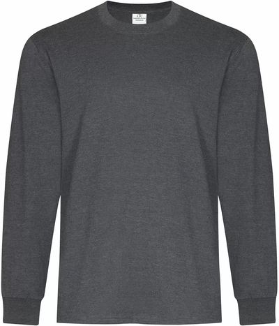 Am image of a Custom ATC Everyday Ring Spun Cotton Long Sleeve Tee in Dark Heather Grey!