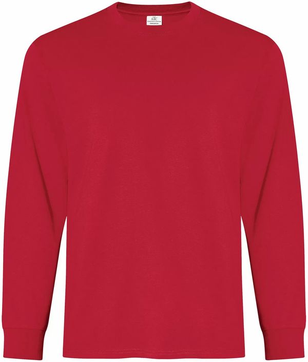 Am image of a Custom ATC Everyday Ring Spun Cotton Long Sleeve Tee in Red!
