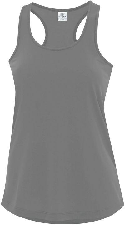 Am image of a Custom ATC Pro Spun Racerback Ladies Tank in Coal Grey!