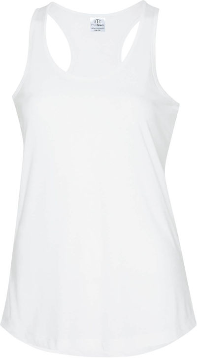 Am image of a Custom ATC Pro Spun Racerback Ladies Tank in White!