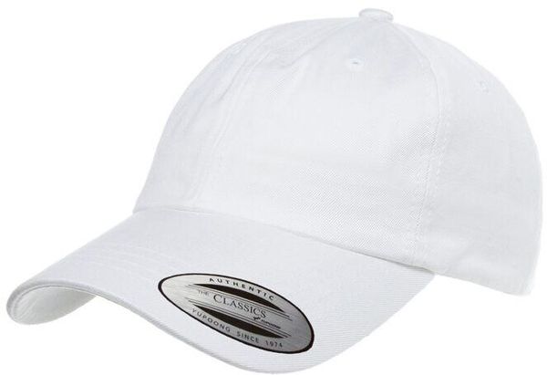 Am image of a Custom ATC Yupoong YP Classics Cotton Twill Dad Cap in White!