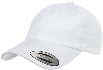 Am image of a Custom ATC Yupoong YP Classics Cotton Twill Dad Cap in White!