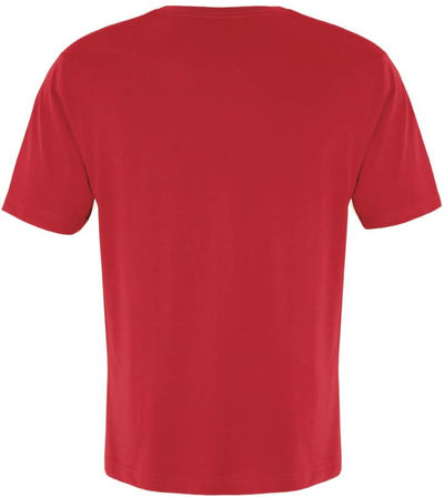 Am image of a Custom ATC Eurospun Ring Spun V Neck Tee in True Red!