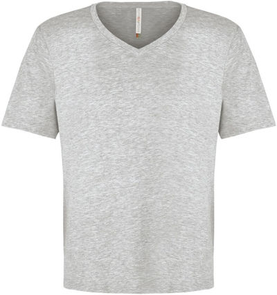 Am image of a Custom ATC Eurospun Ring Spun V Neck Tee in Athletic Grey!